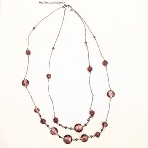 Double strand purple glass bead necklace